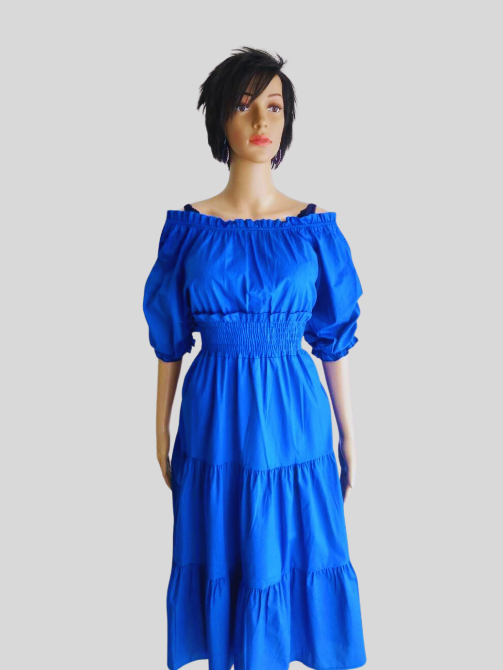 Robe BLEUE ÉLECTRIQUE à volants