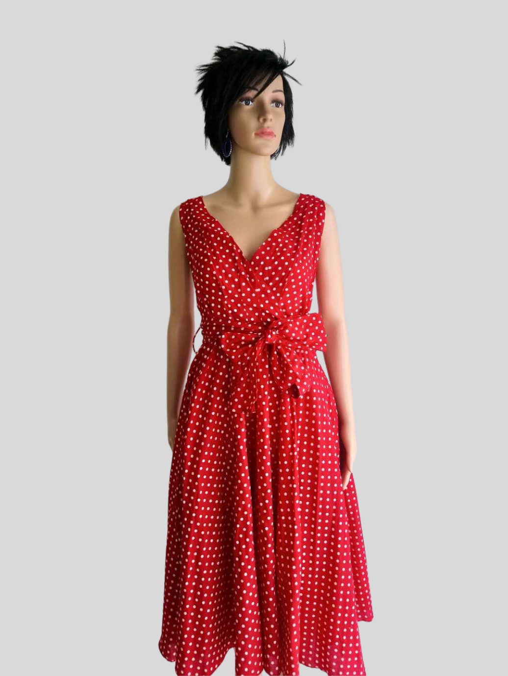 Robe ROUGE imprimée à pois