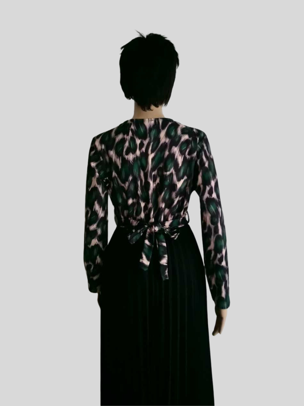 Robe VERT BOUTEILLE imprimée léopard