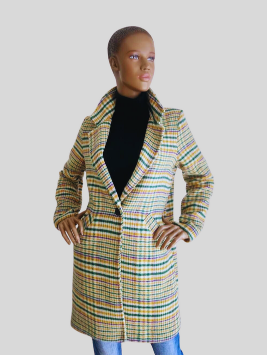 Manteau VERT imprimé à carreaux