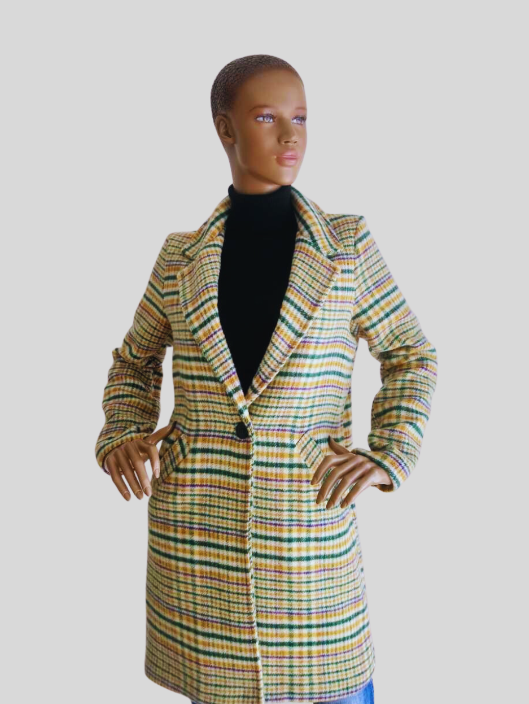 Manteau VERT imprimé à carreaux