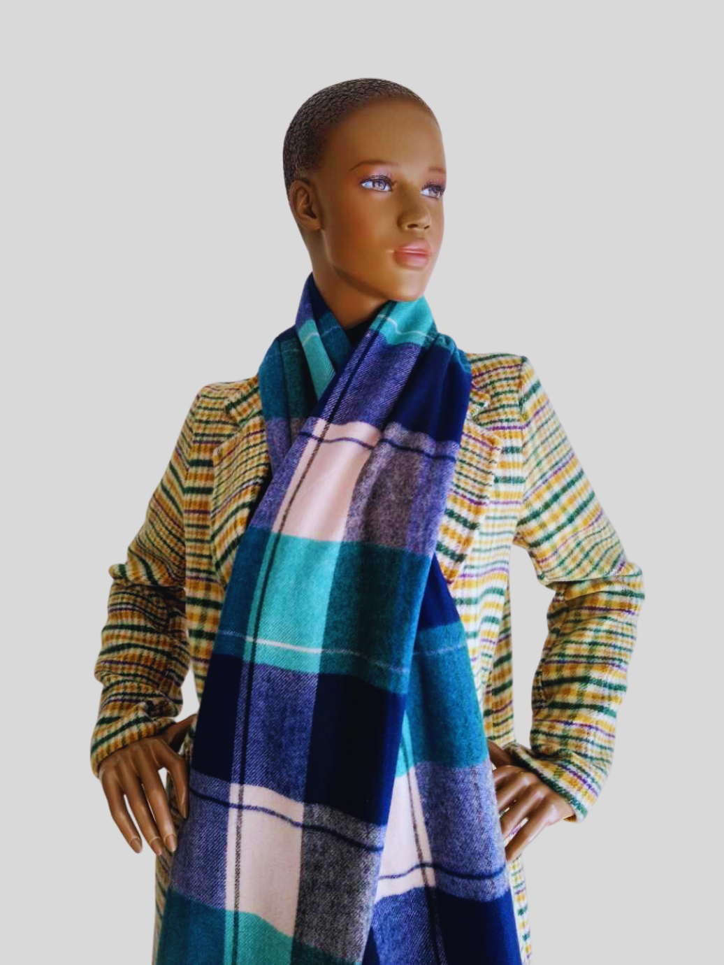 Écharpe VERTE imprimée à carreaux