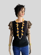 Collier sautoir en pétales de fleurs JAUNE MOUTARDE