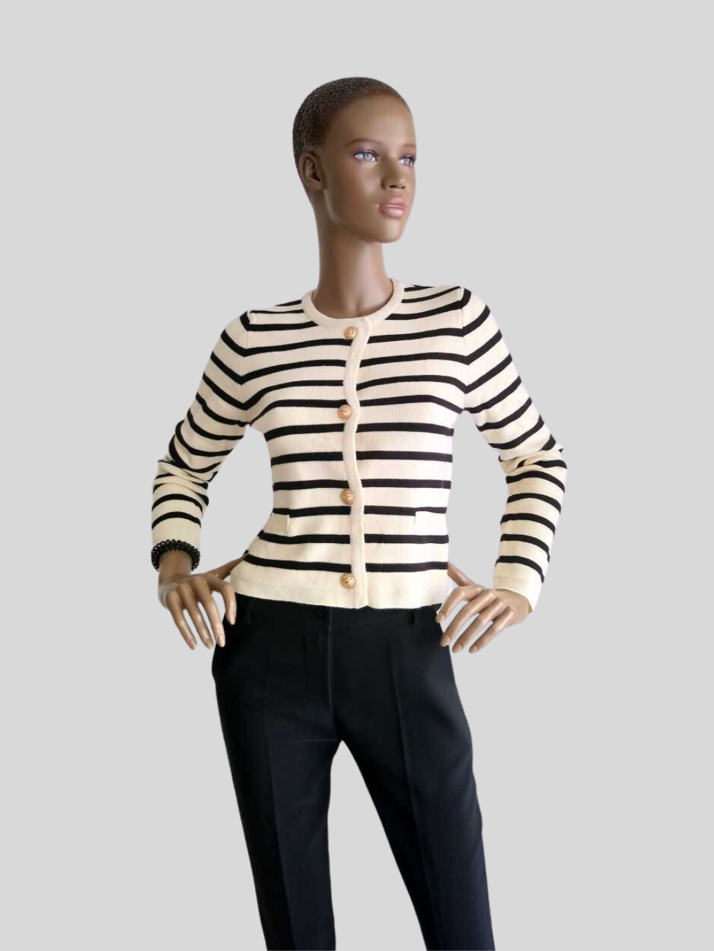 Cardigan BEIGE à rayures