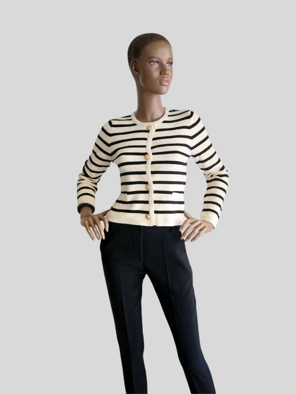 Cardigan BEIGE à rayures