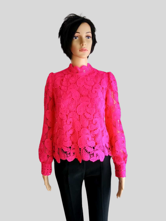 Blouse ROSE FUCHSIA en dentelle