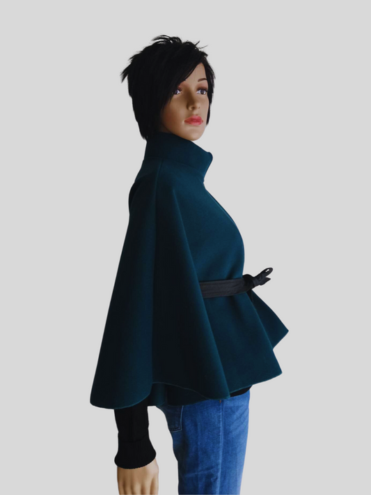 Cape VERTE avec ceinture à nouer