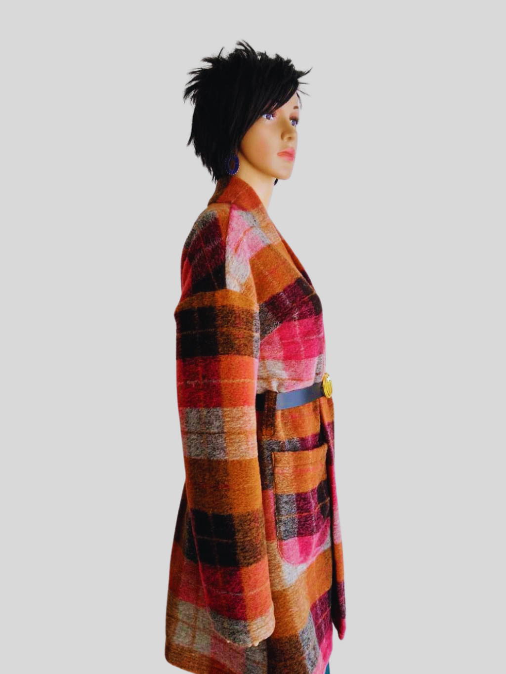 Manteau ROUGE imprimé à carreaux