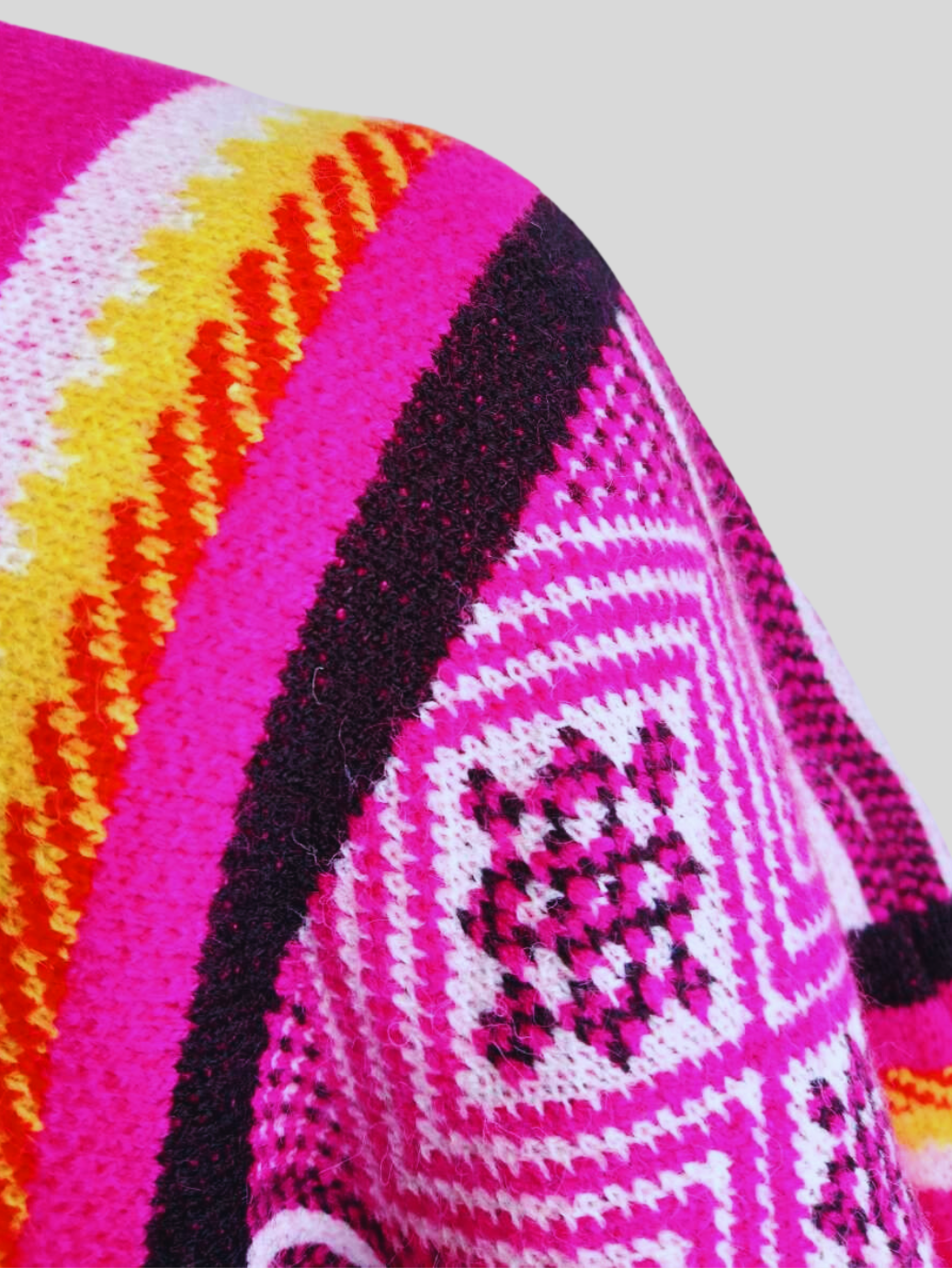 Poncho ROSE FUCHSIA à franges