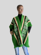 Poncho VERT à franges