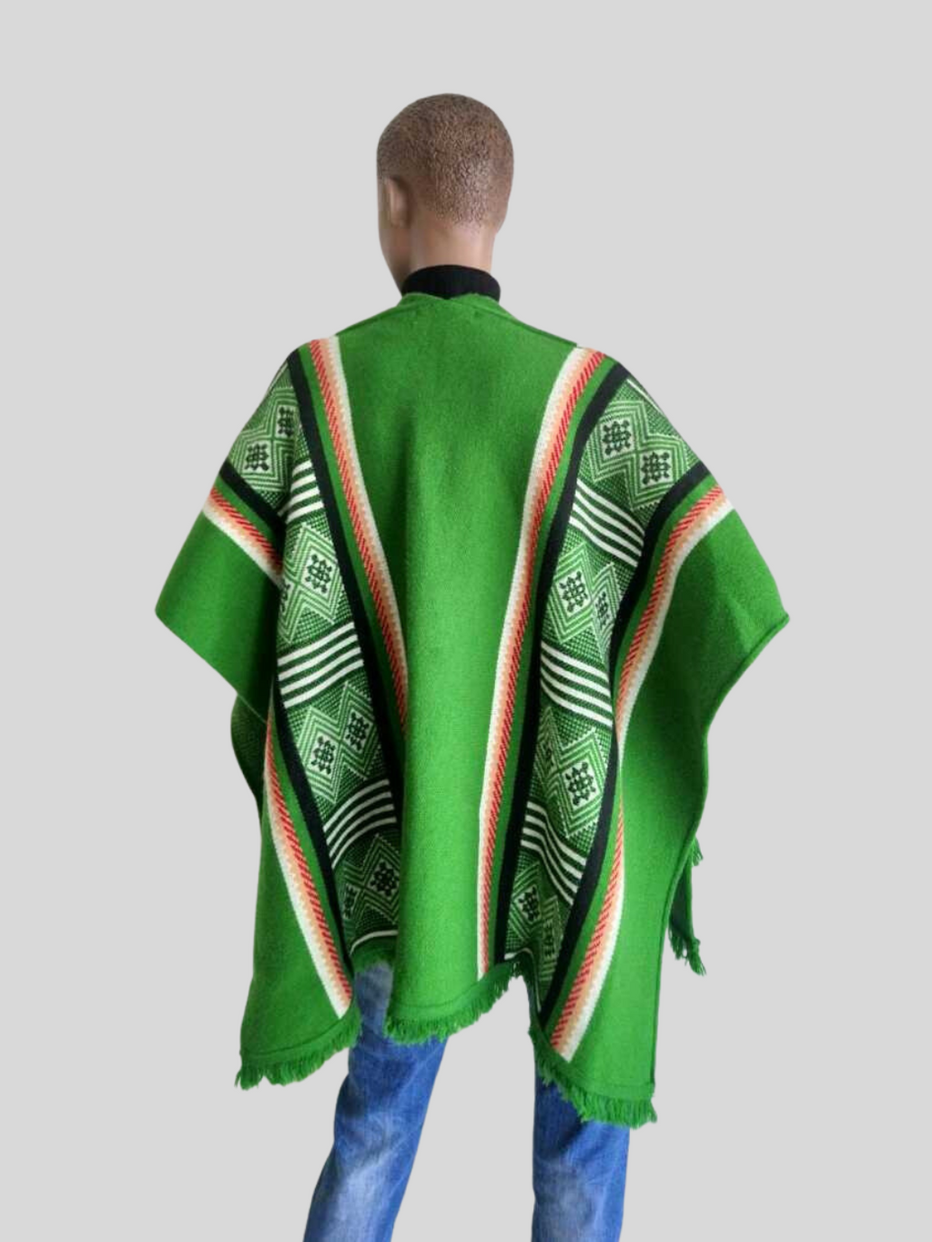 Poncho VERT à franges