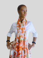 Foulard ORANGE imprimé à fleurs