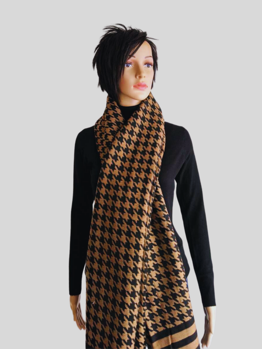 Écharpe pied de poule MARRON