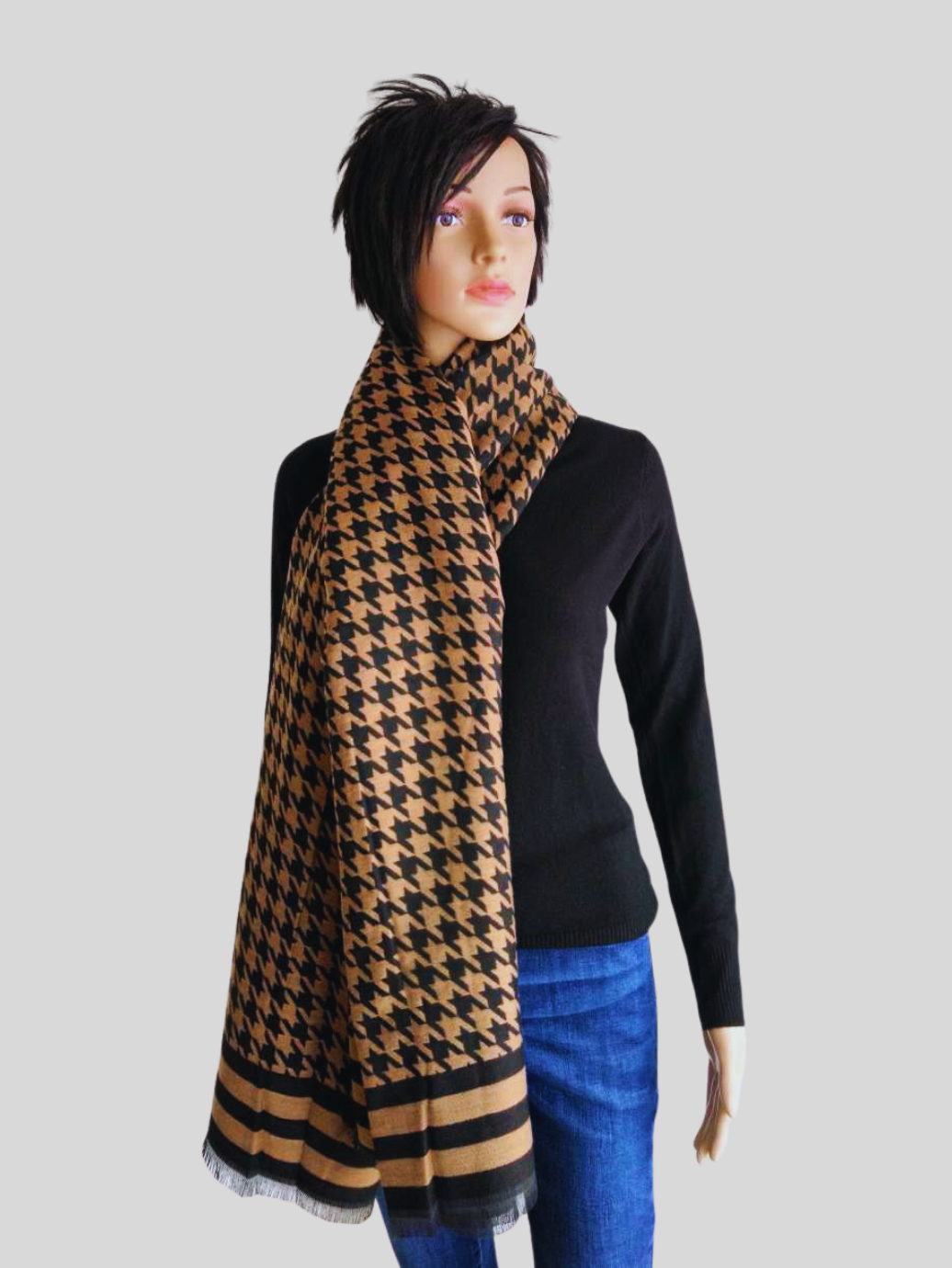 Écharpe pied de poule MARRON