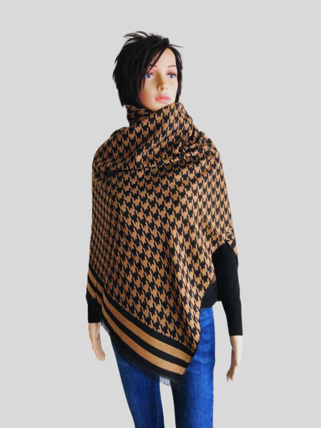 Écharpe pied de poule MARRON