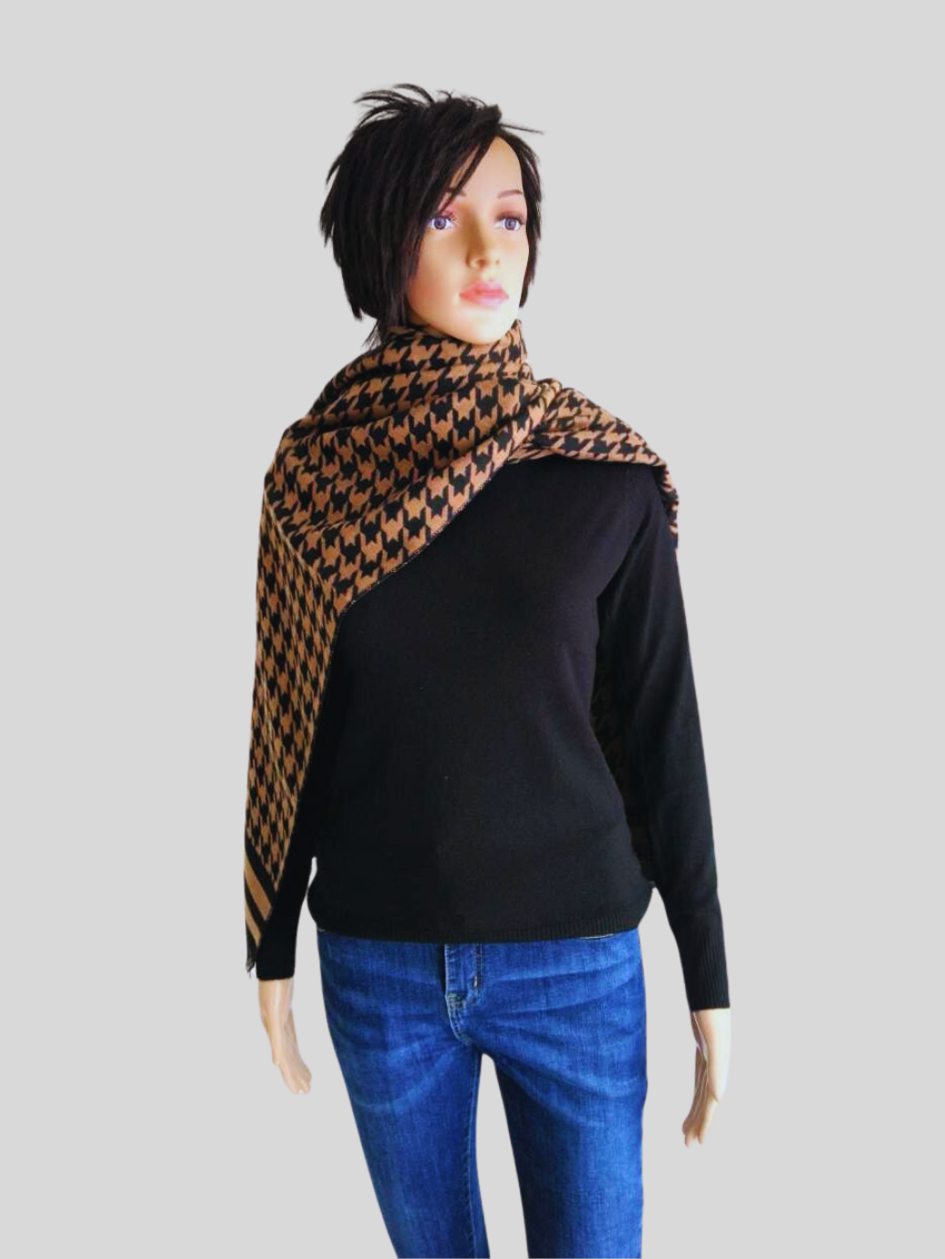 Écharpe pied de poule MARRON