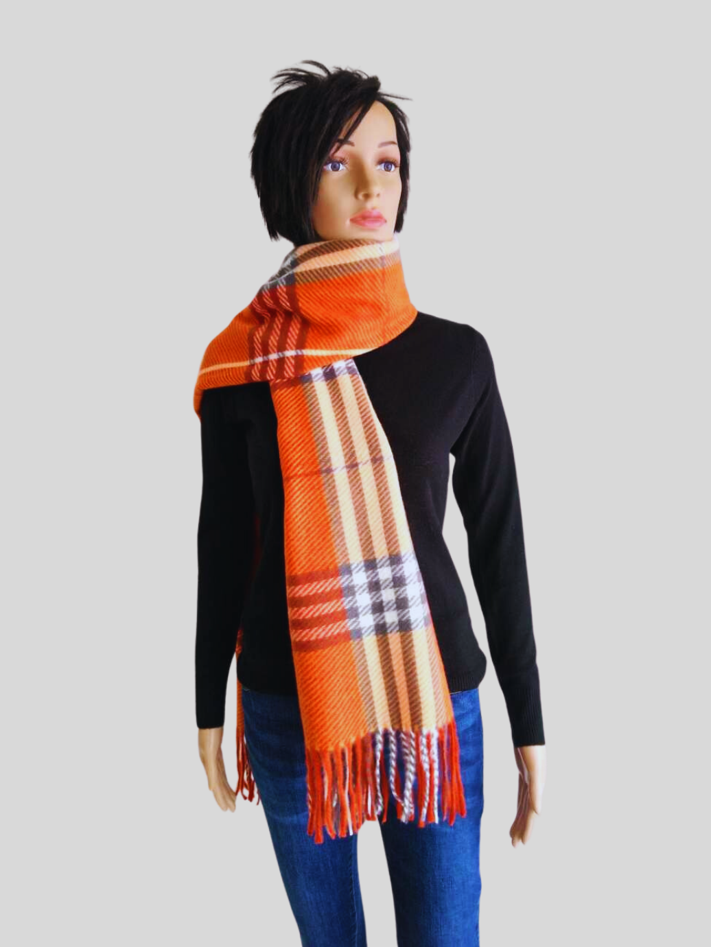 Écharpe ORANGE imprimée à carreaux