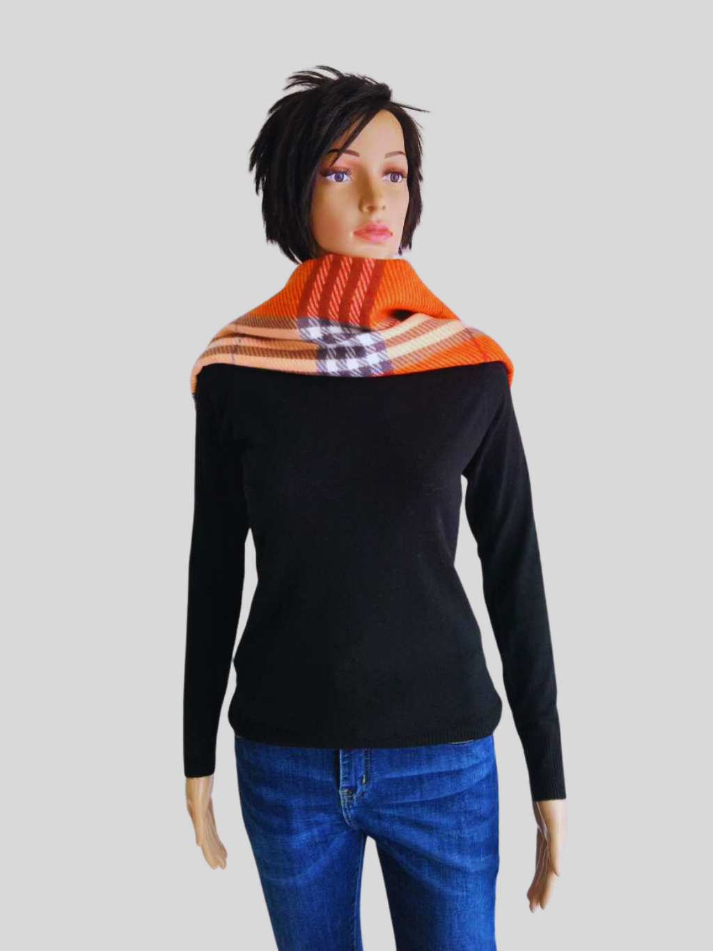 Écharpe ORANGE imprimée à carreaux