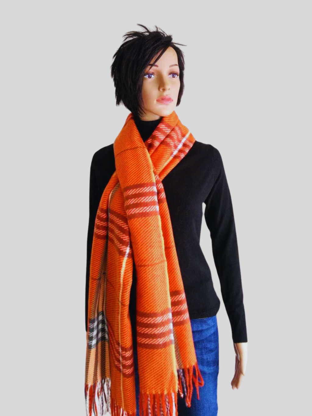 Écharpe ORANGE imprimée à carreaux