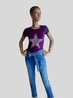 JEAN MOM taille haute à paillettes