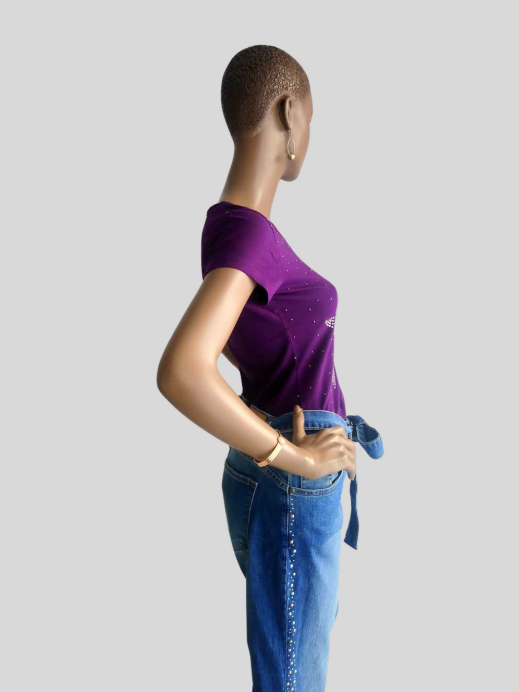 JEAN MOM taille haute à paillettes