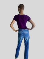 JEAN MOM taille haute à paillettes