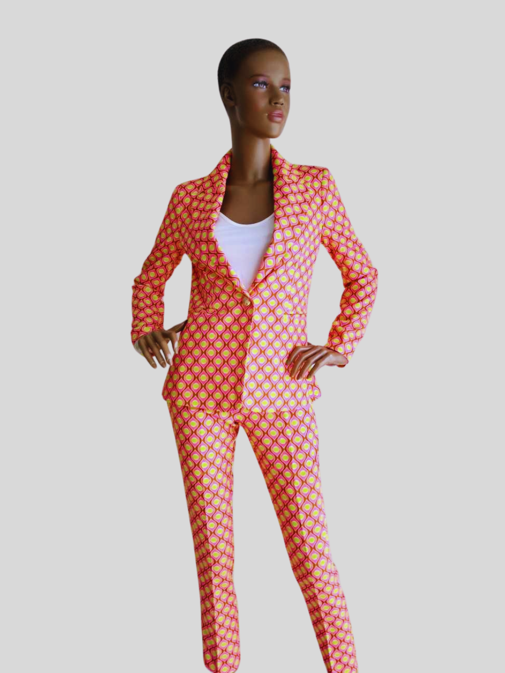 Tailleur pantalon ROSE ORANGÉ imprimé