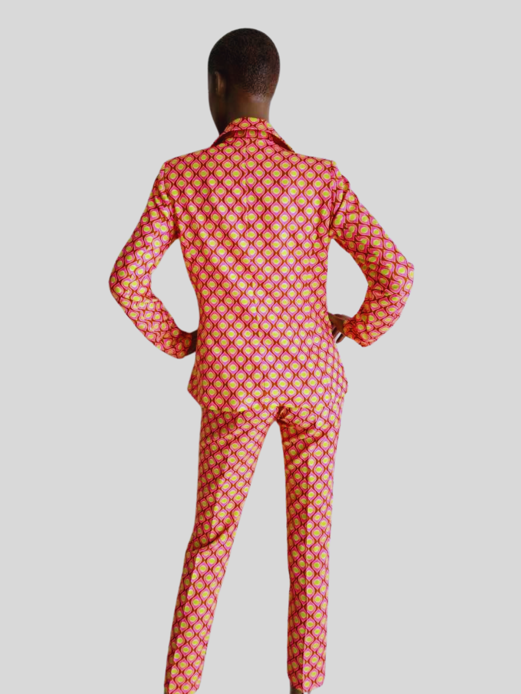 Tailleur pantalon ROSE ORANGÉ imprimé