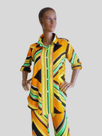 Ensemble chemise et pantalon imprimé JAUNE
