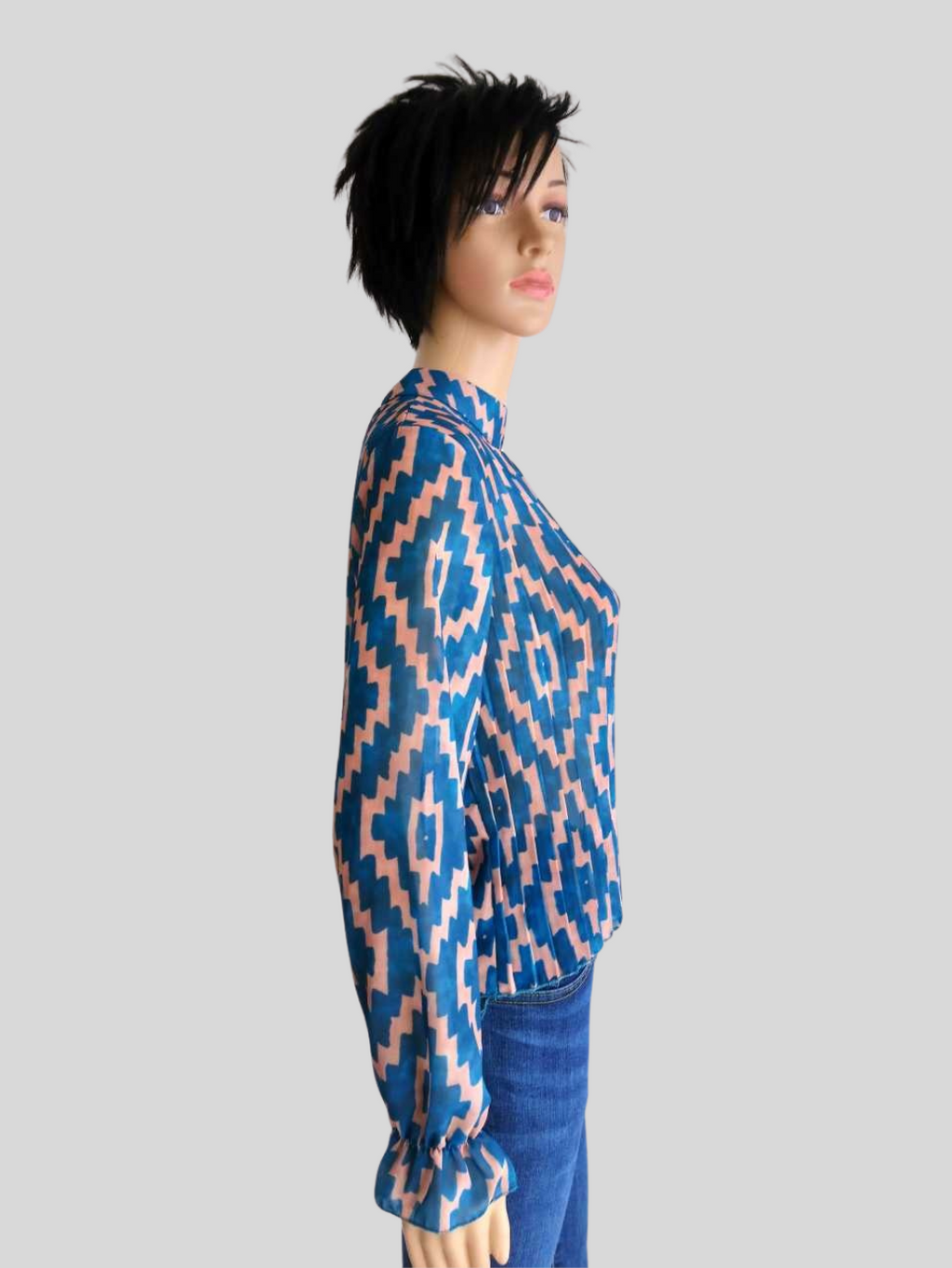 Blouse courte BLEUE imprimée