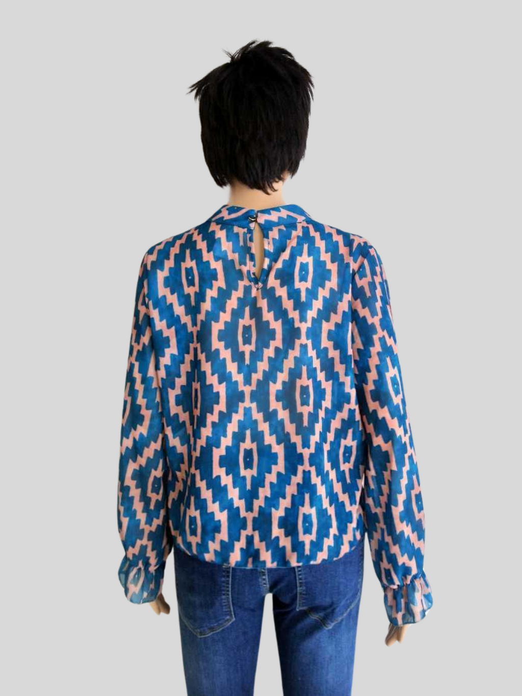 Blouse courte BLEUE imprimée