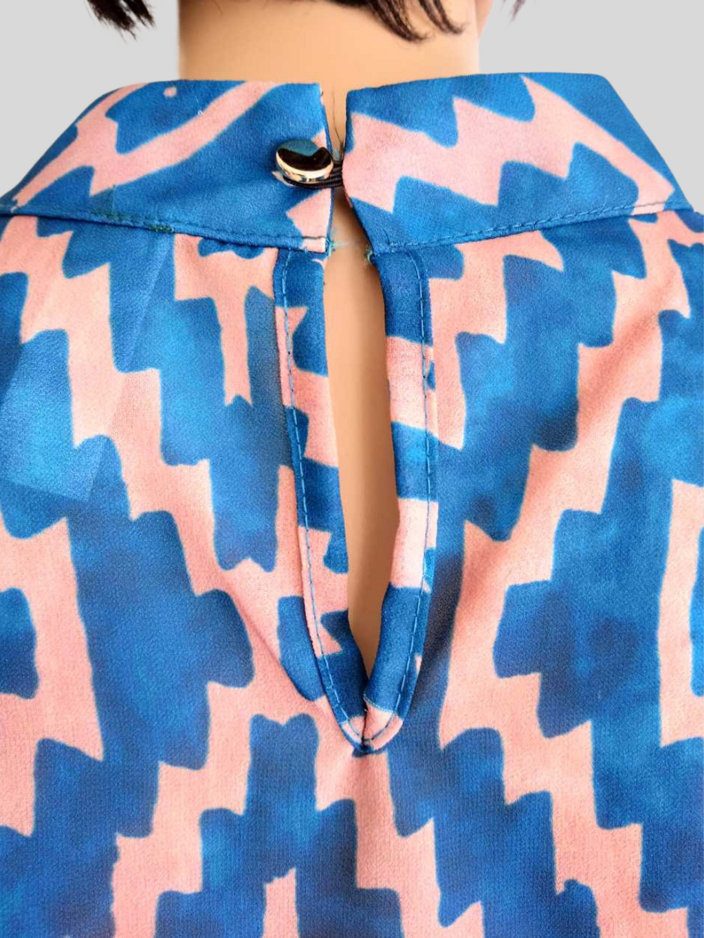 Blouse crop top BLEUE imprimée