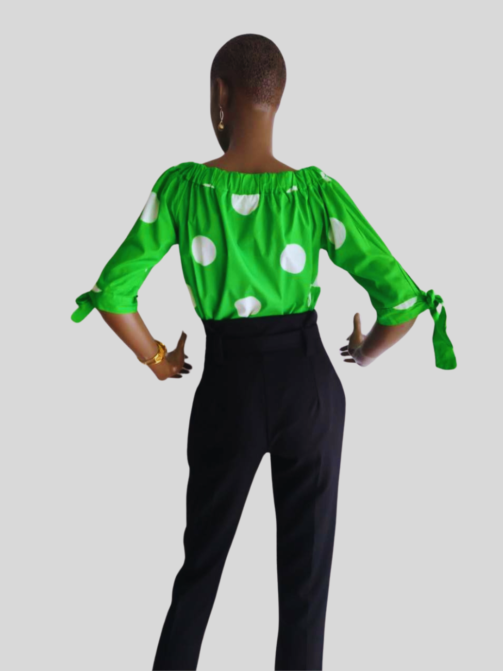 Pantalon taille haute NOIR à nouer