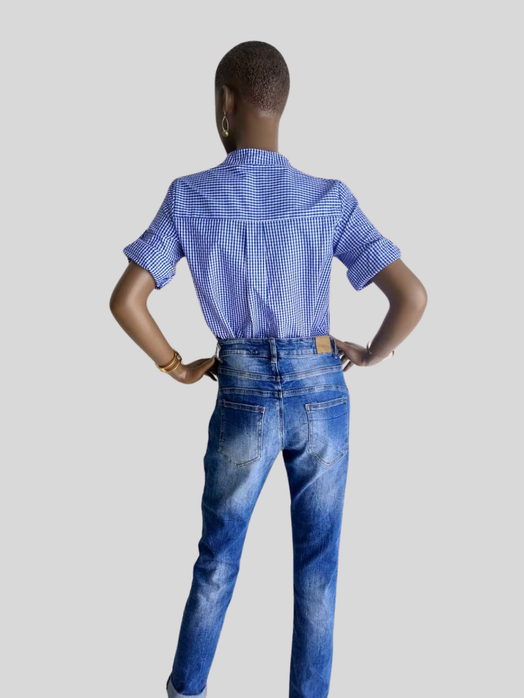 JEAN straight à strass BLEU CLAIR