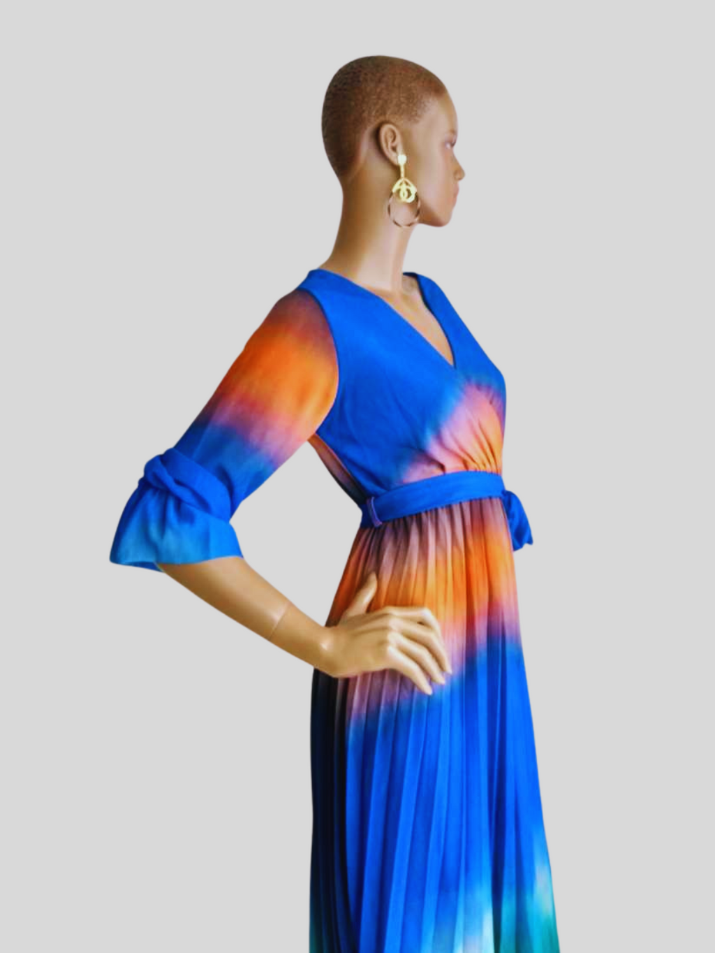 Robe BLEUE plissée originale à nouer