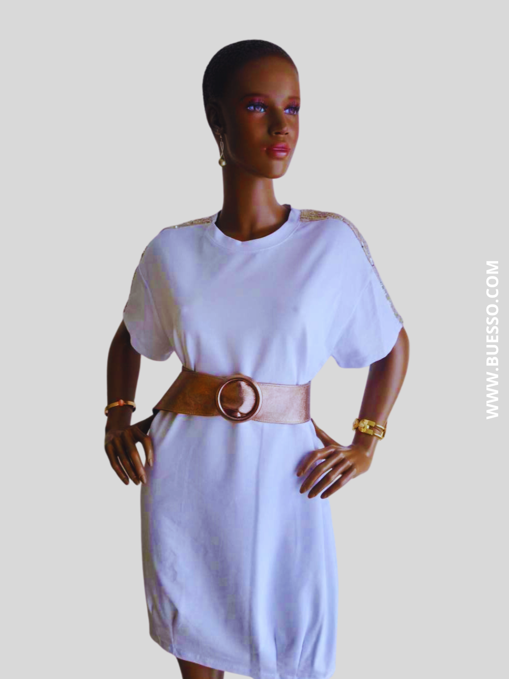 Ceinture BRONZE large en cuir à boucle