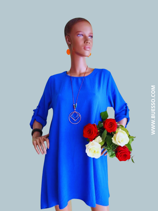 Robe BLEUE ÉLECTRIQUE avec collier intégré