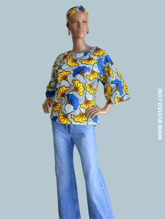 Mode popo - Top femme en Wax fait main 100% coton