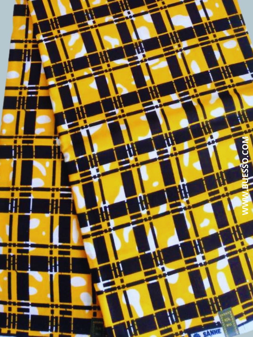 Pagne WAX JAUNE motifs carreaux