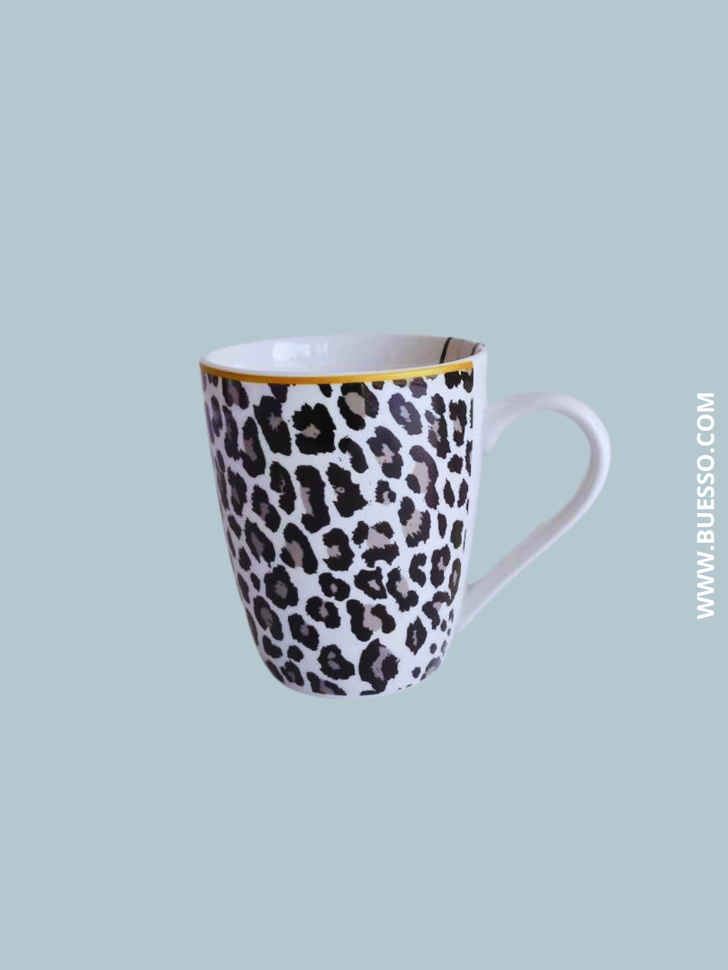Mug imprimé léopard, liséré doré, 355 ml