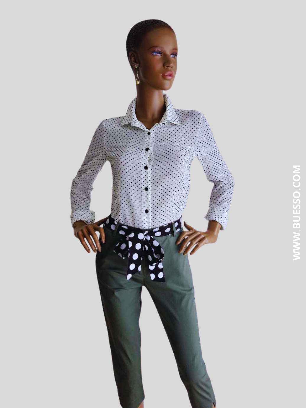 Pantacourt VERT MILITAIRE avec ceinture à nouer