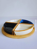 Service apéritif avec plateau en bambou rond