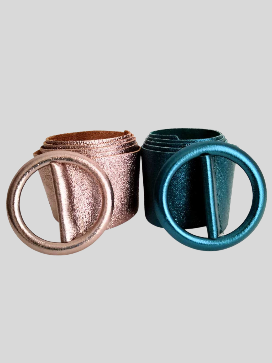 Ceinture BRONZE large en cuir à boucle