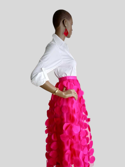 Jupe longue en tulle à pois - Rose fuchsia, élégance et féminité assurée