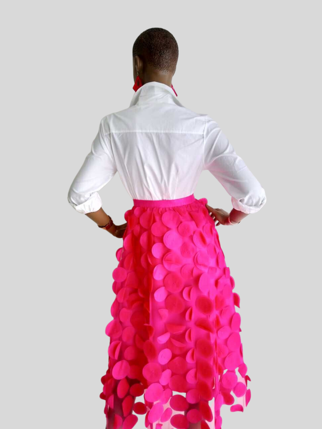 Jupe longue en tulle à pois - Rose fuchsia, élégance et féminité assurée