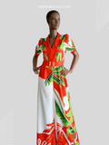 Combinaison ORANGE imprimée avec ceinture