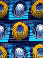Pagne WAX BLEU motifs cercles