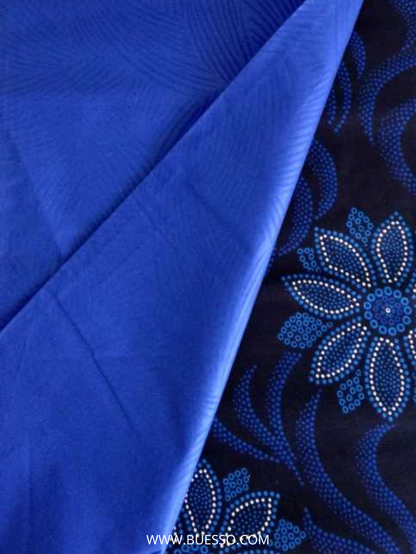 Pagne WAX 2 TONS fleurs bleues