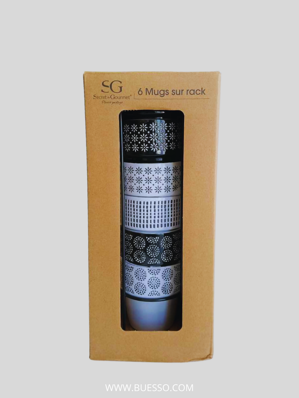 Lot de 6 mugs sur rack SECRET DE GOURMET