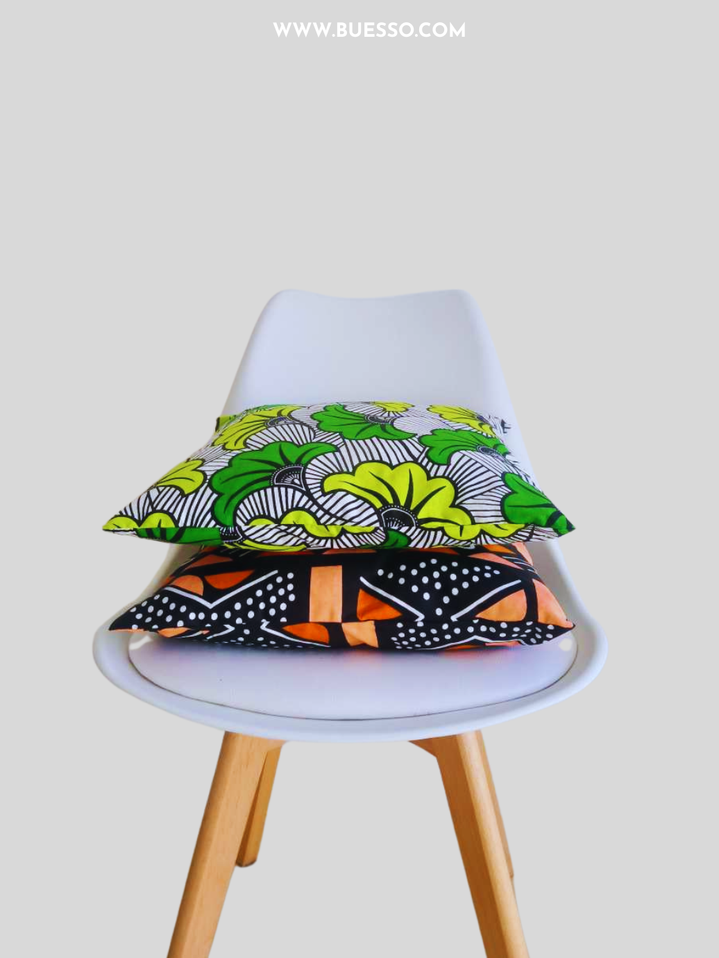 Housse de coussin en Wax FLEUR DE MARIGE - fait main en France